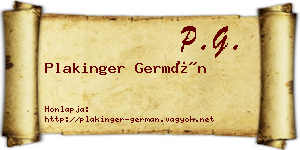 Plakinger Germán névjegykártya